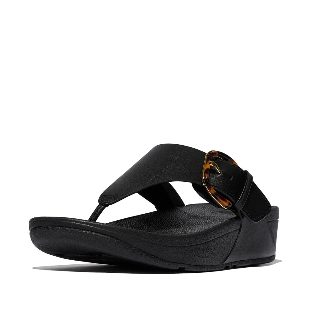 FitFlop LULU RESIN-BUCKLE Womens Toe Post Sandals All Black