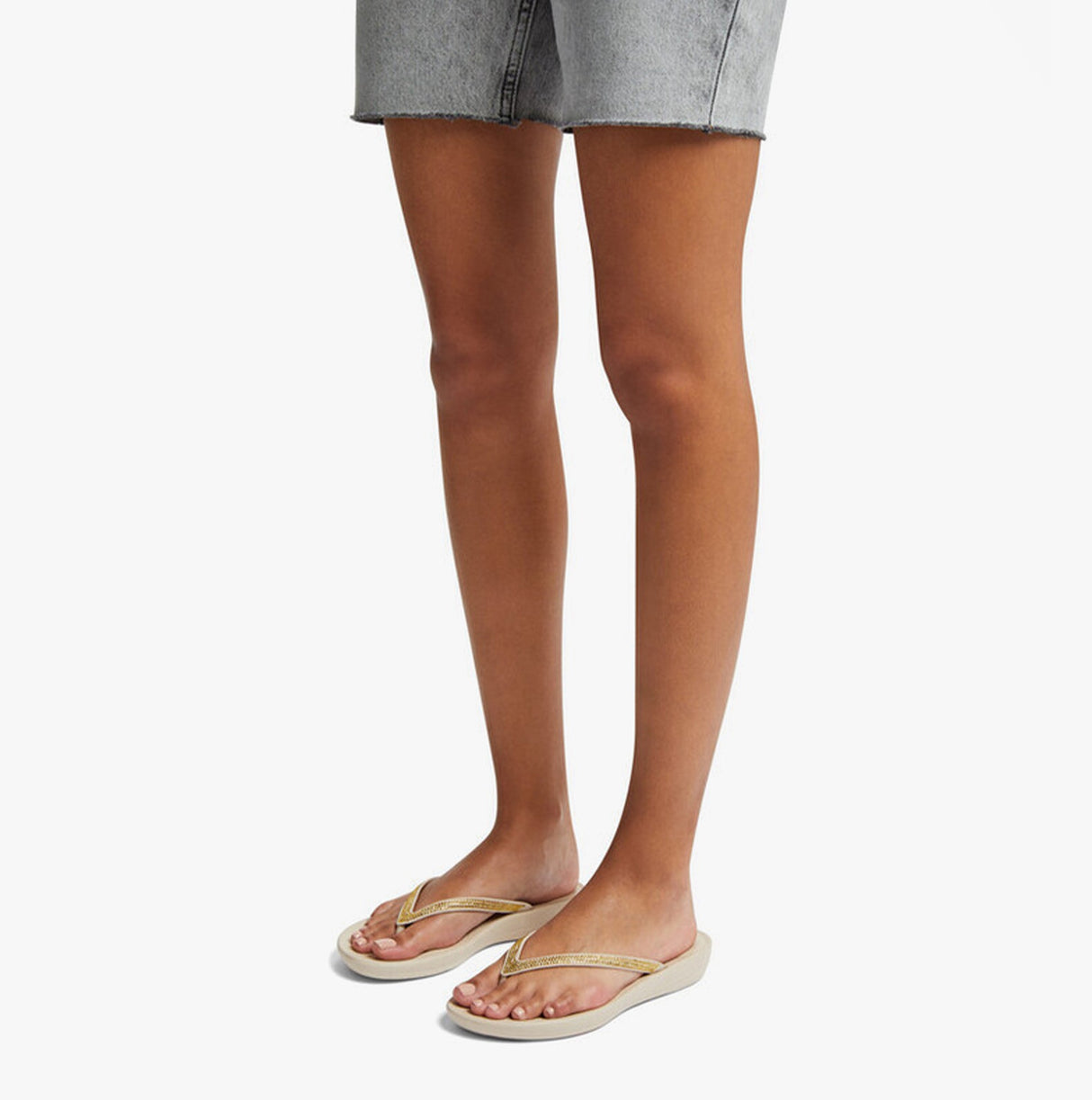 FitFlop IQUSHION SPARKLE Womens Flip Flops Stone Beige