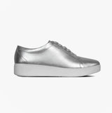 FitFlop RALLY Womens Leather Trainers Silver