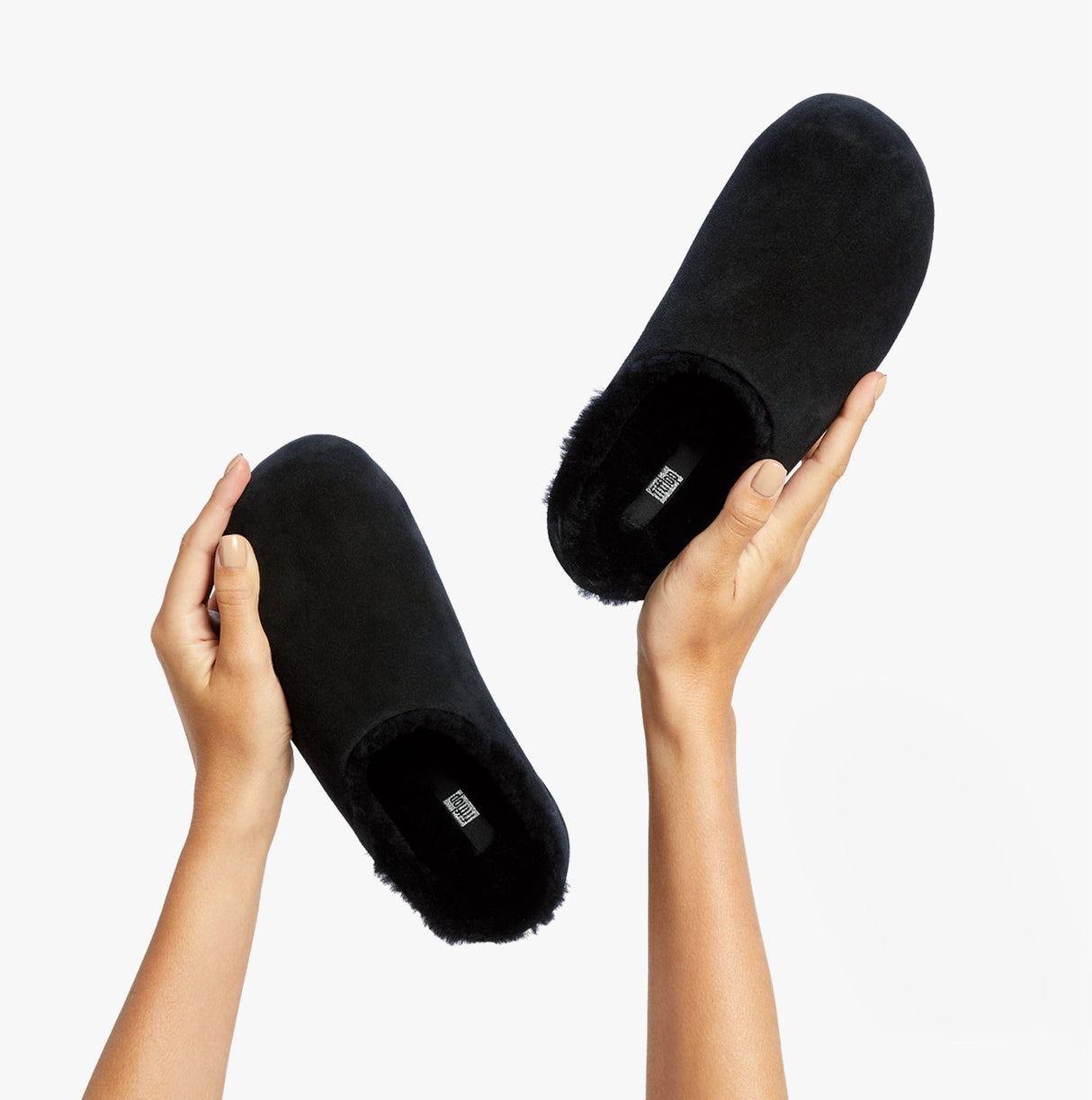 FitFlop SHUV Womens Lined Suede Clogs All Black