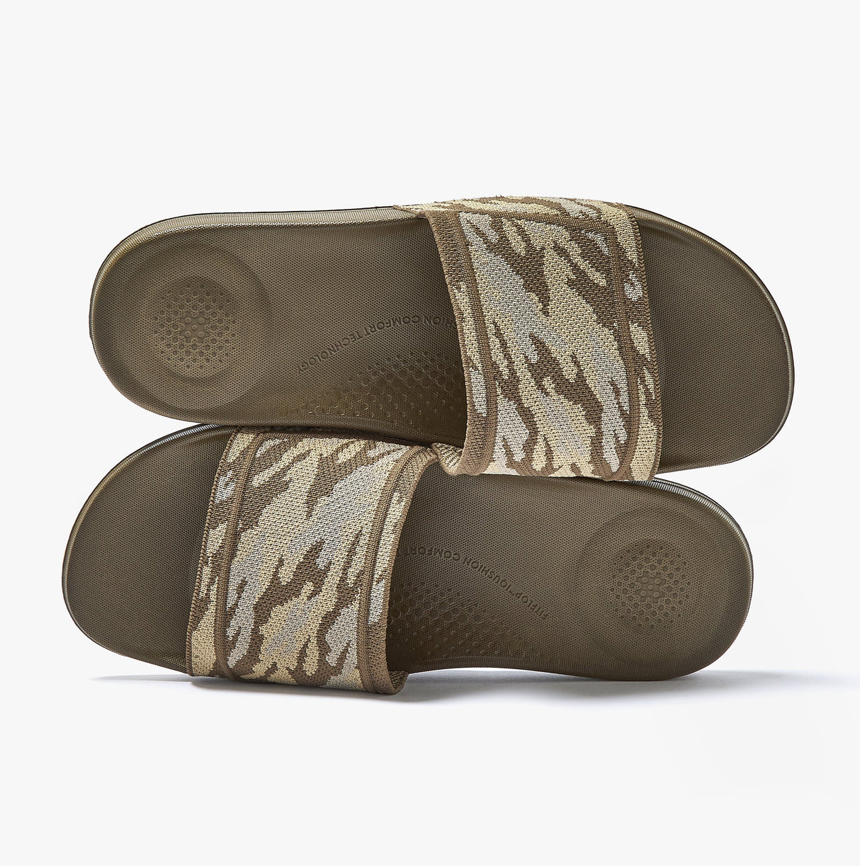 FitFlop iQUSHION e01 CAMO KNIT POOL Mens Slides Mossy