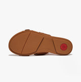 FitFlop GRACIE Womens Rubber-Buckle Leather Two-Bar Sliders Light Tan