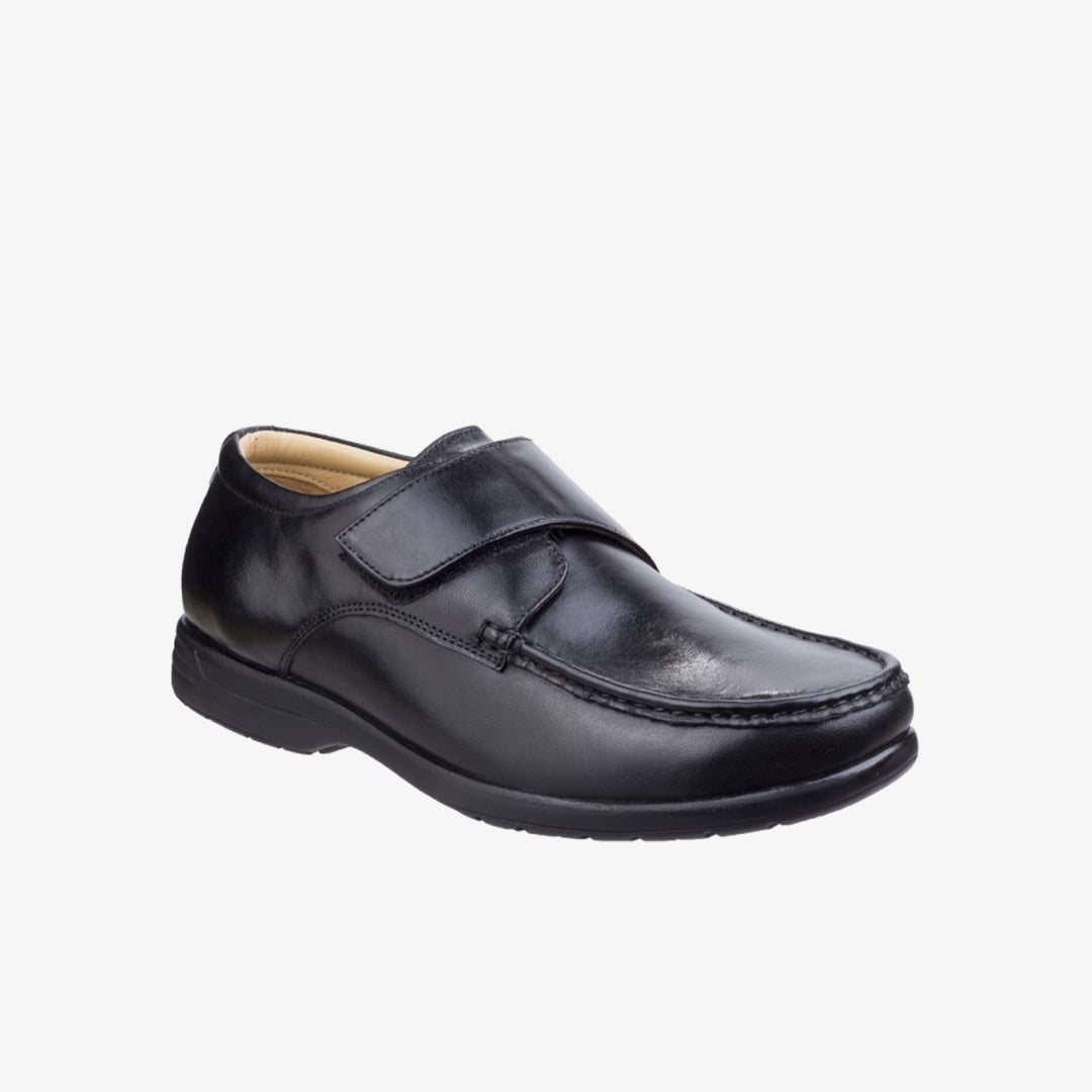 Fleet & Foster FRED Mens Leather Touch Fasten Shoes Black