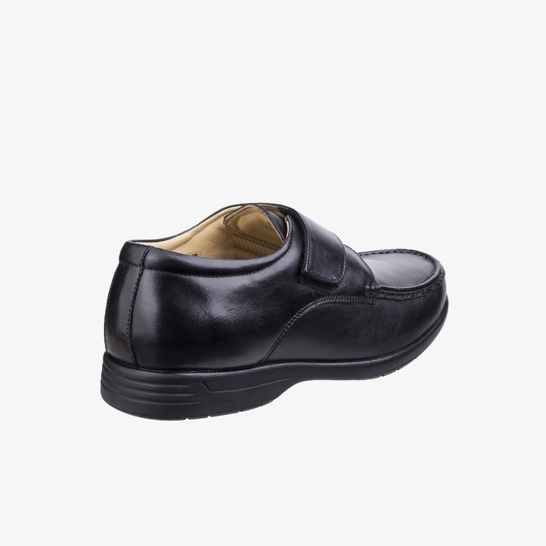 Fleet & Foster FRED Mens Leather Touch Fasten Shoes Black