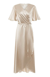 Florence Waterfall Dress in Champagne Satin