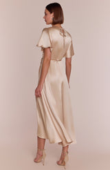 Florence Waterfall Dress in Champagne Satin