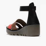 Fly London BONO290FLY Womens Wedge Sandals Raspberry/Ground/Black