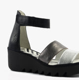 Fly London BONO290FLY Womens Sandals Silver/Graphite/Black