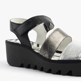 Fly London BEXY575FLY Womens Sandals Silver/Graphite/Black