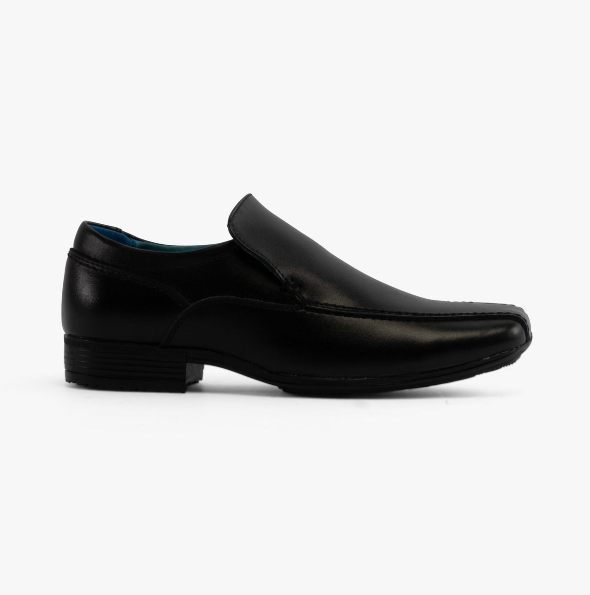Front BELMONT Boys Leather Tramline Loafers Black