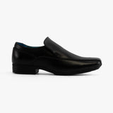 Front BELMONT Boys Leather Tramline Loafers Black