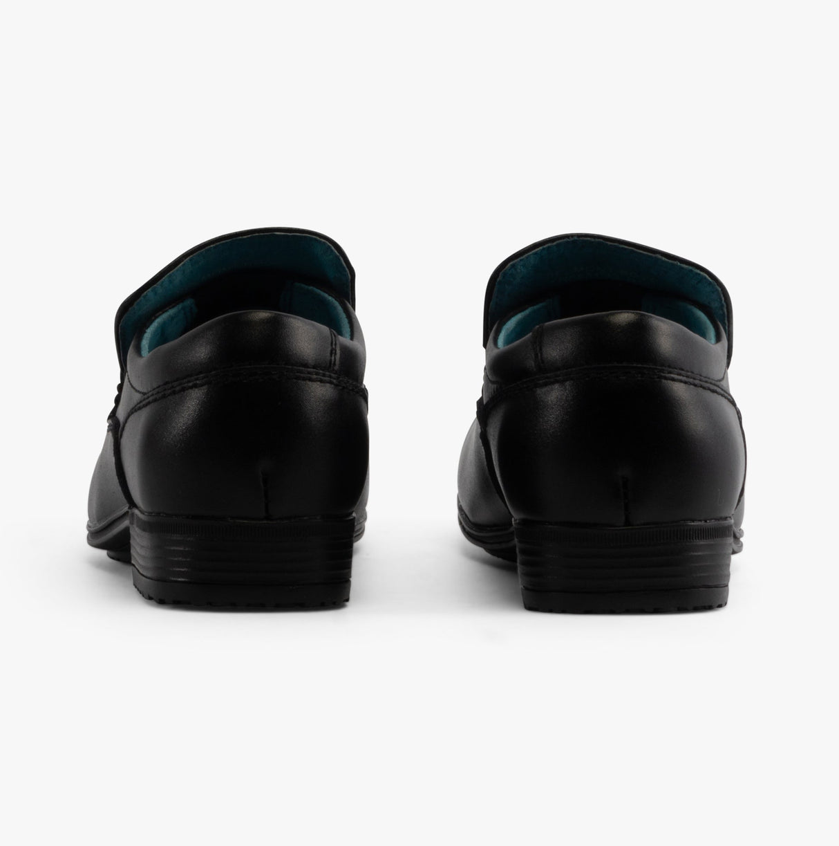 Front BELMONT Boys Leather Tramline Loafers Black