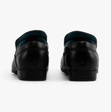 Front BELMONT Boys Leather Tramline Loafers Black
