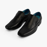 Front BELMONT Boys Leather Tramline Loafers Black