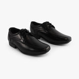 Front SNOWDEN Boys Leather Lace-Up School Shoes Black