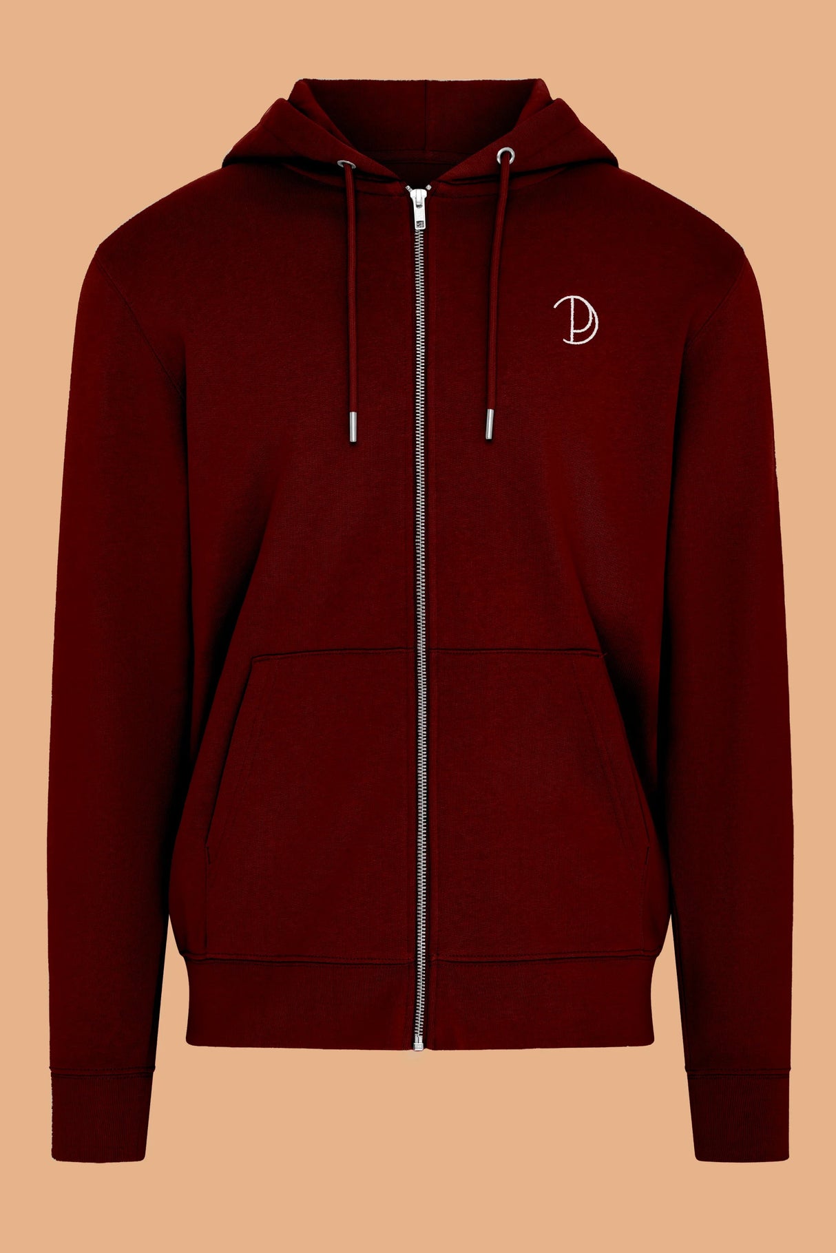 Embroidered P Zip-Up Hoodie