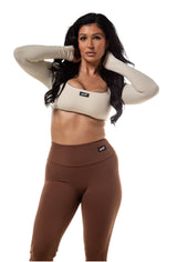 Mix & Match Beige Long Sleeve & Hot Chocolate Yoga Pants