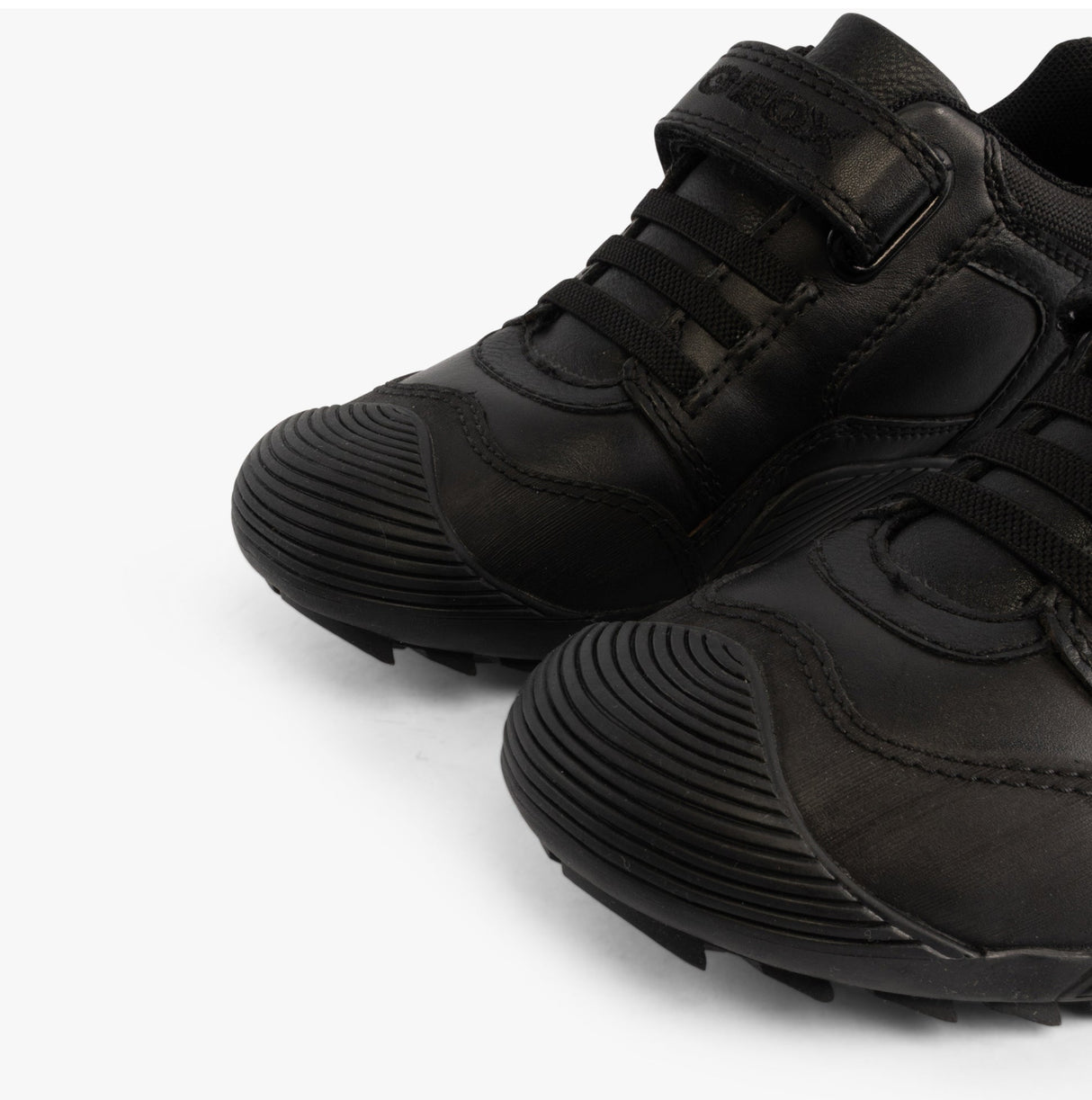 GEOX SAVAGE B Boys Leather Touch Fasten School Shoes Black