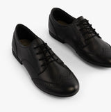 GEOX PLIE Girls Leather Brogue School Shoes Black