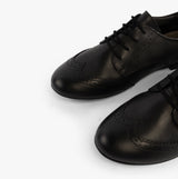 GEOX PLIE Girls Leather Brogue School Shoes Black