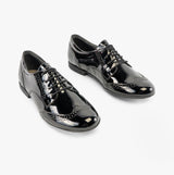 GEOX PLIE B Girls Lace Up School Shoes Patent Black