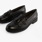 GEOX JR AGATA Girls Moccasin Tassel School Shoes Black