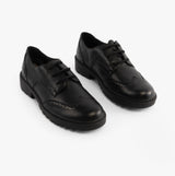 GEOX JR CASEY Girls Leather Brogue School Shoes Black