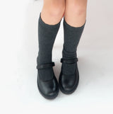 GEOX JR CASEY Girls Matte Black Leather School Shoes