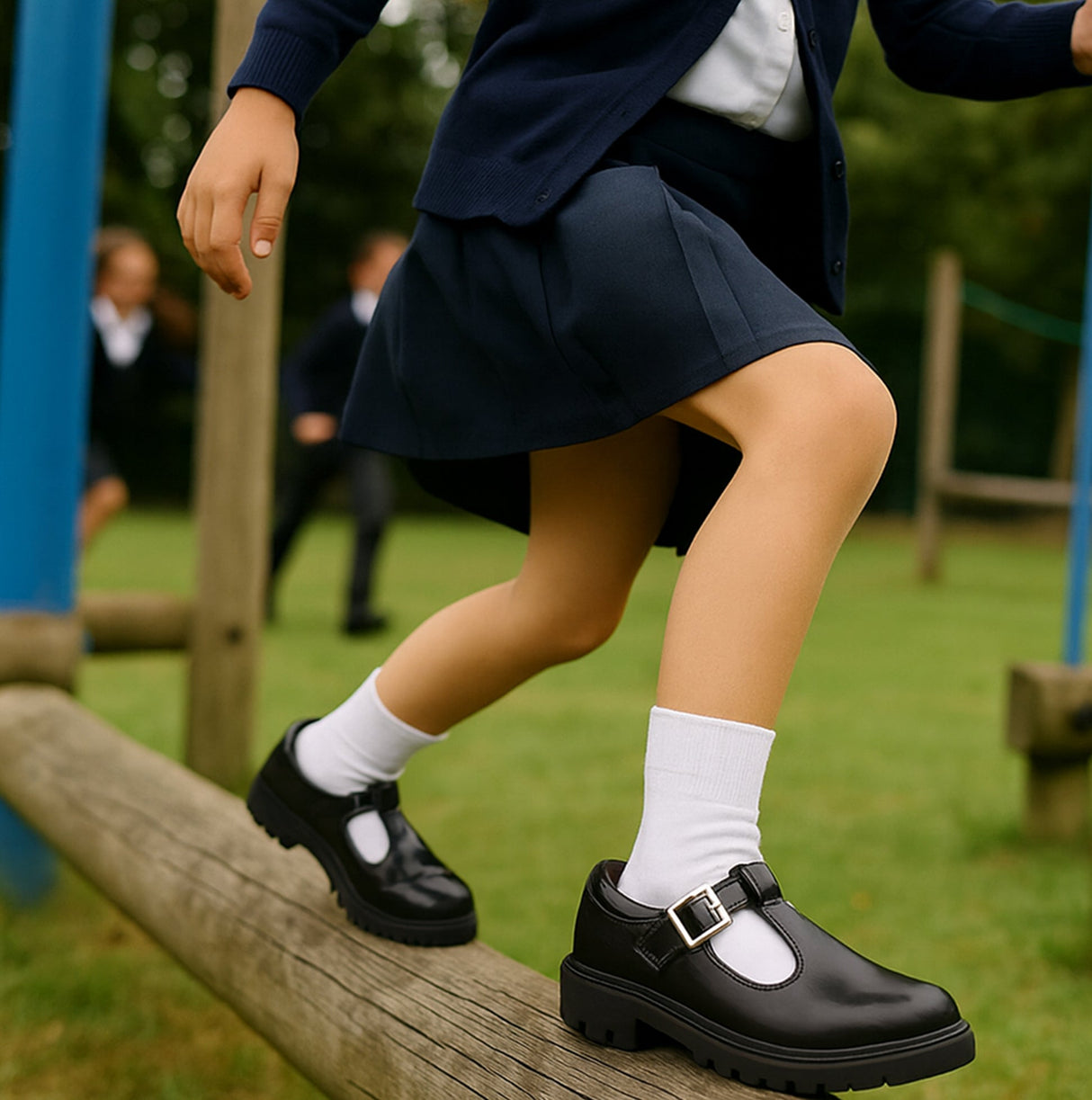 GEOX CASEY Girls Matte Black School Shoes