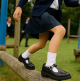 GEOX CASEY Girls Matte Black School Shoes