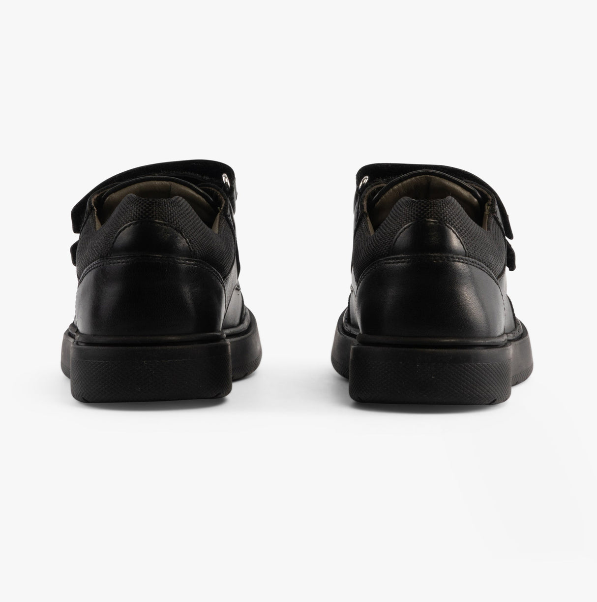 GEOX J RIDDOCK Boys Leather Touch Fasten School Shoes Black