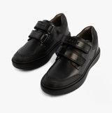 GEOX J RIDDOCK Boys Leather Touch Fasten School Shoes Black