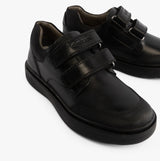 GEOX J RIDDOCK Boys Leather Touch Fasten School Shoes Black