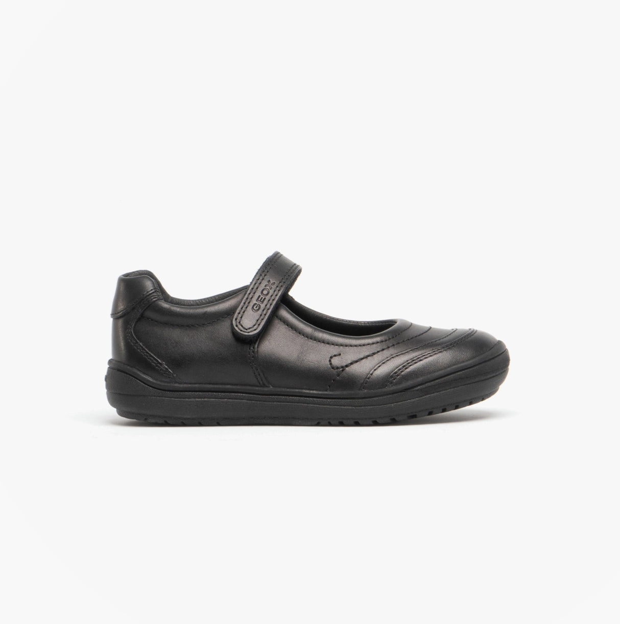 GEOX HADRIEL I Girls Leather Touch Fasten School Shoes Black