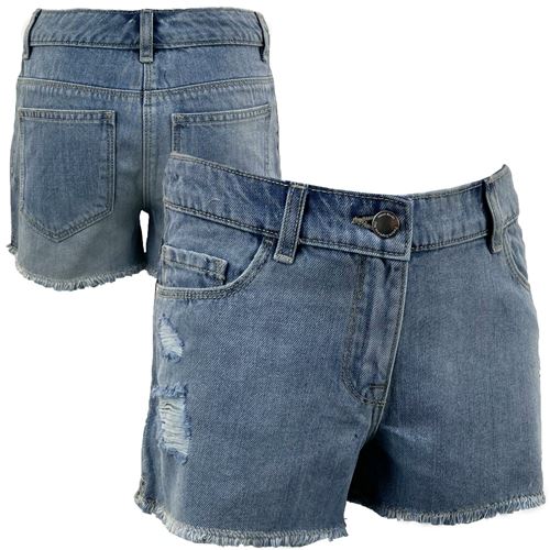 Girls Distressed Ripped Denim Shorts