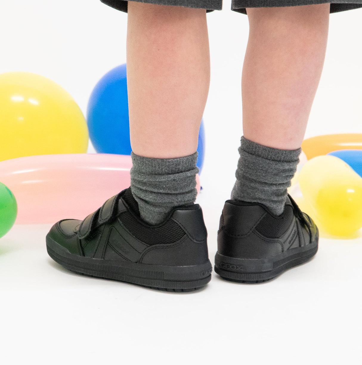 GEOX ARZACH Boys Touch Fasten School Shoes Black