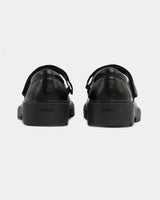 GEOX JR CASEY Girls Matte Black Leather School Shoes