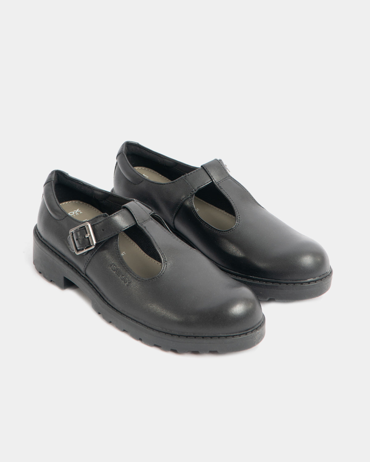 GEOX CASEY Girls Matte Black School Shoes