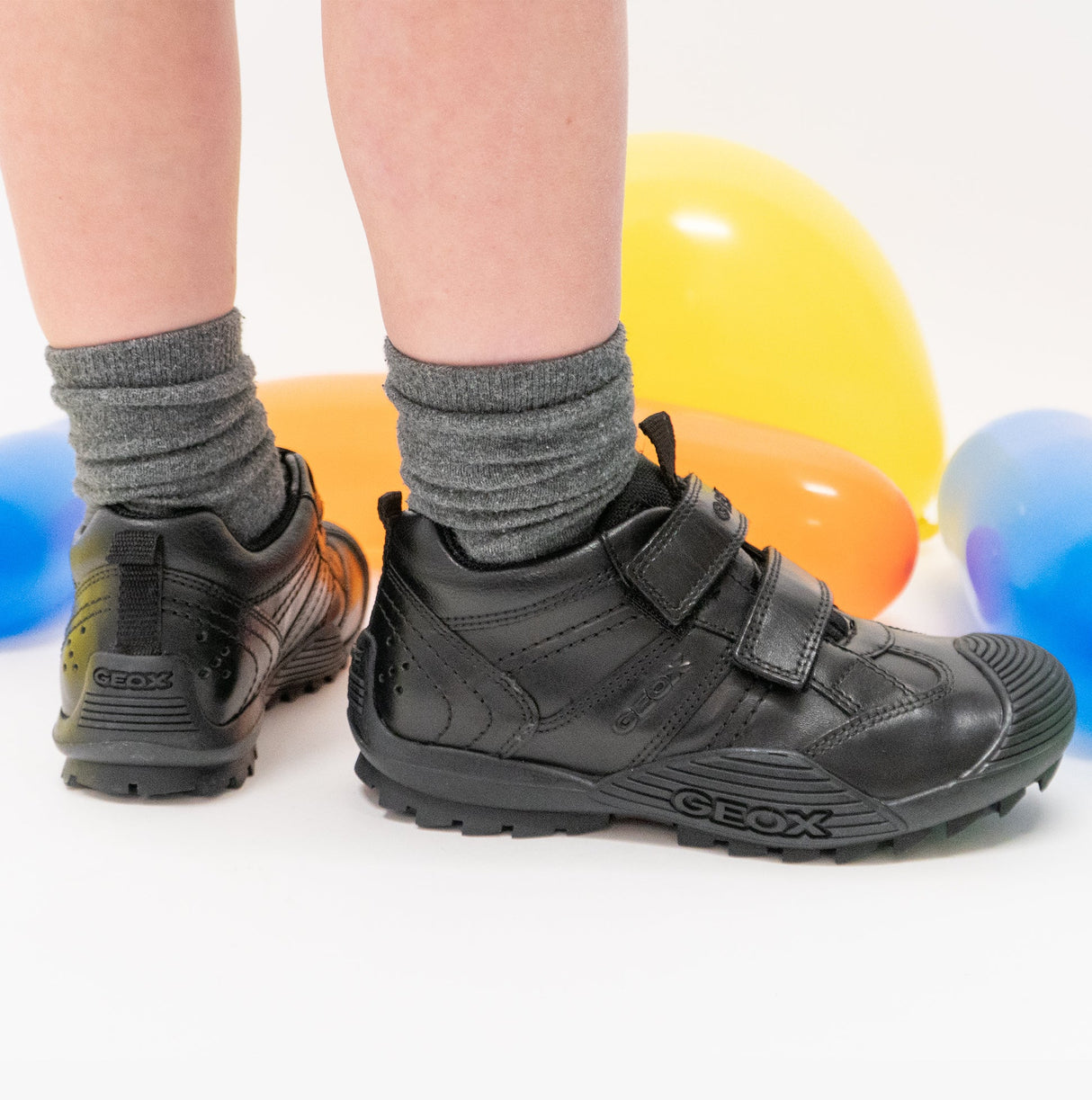 GEOX SAVAGE A Boys Leather School Shoes Black