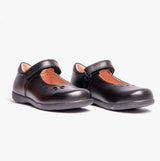 GEOX NAIMARA G A Girls Leather Touch Fasten School Shoes Black