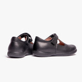 GEOX NAIMARA G B Girls Leather Touch Fasten School Shoes Black