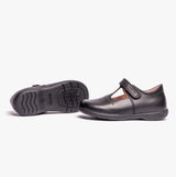 GEOX NAIMARA G B Girls Leather Touch Fasten School Shoes Black