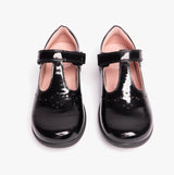 GEOX NAIMARA G B Girls Leather Touch Fasten School Shoes Patent Black