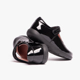 GEOX NAIMARA G B Girls Leather Touch Fasten School Shoes Patent Black