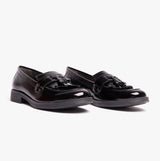 GEOX JR AGATA Girls Moccasin Tassel School Shoes Patent Black