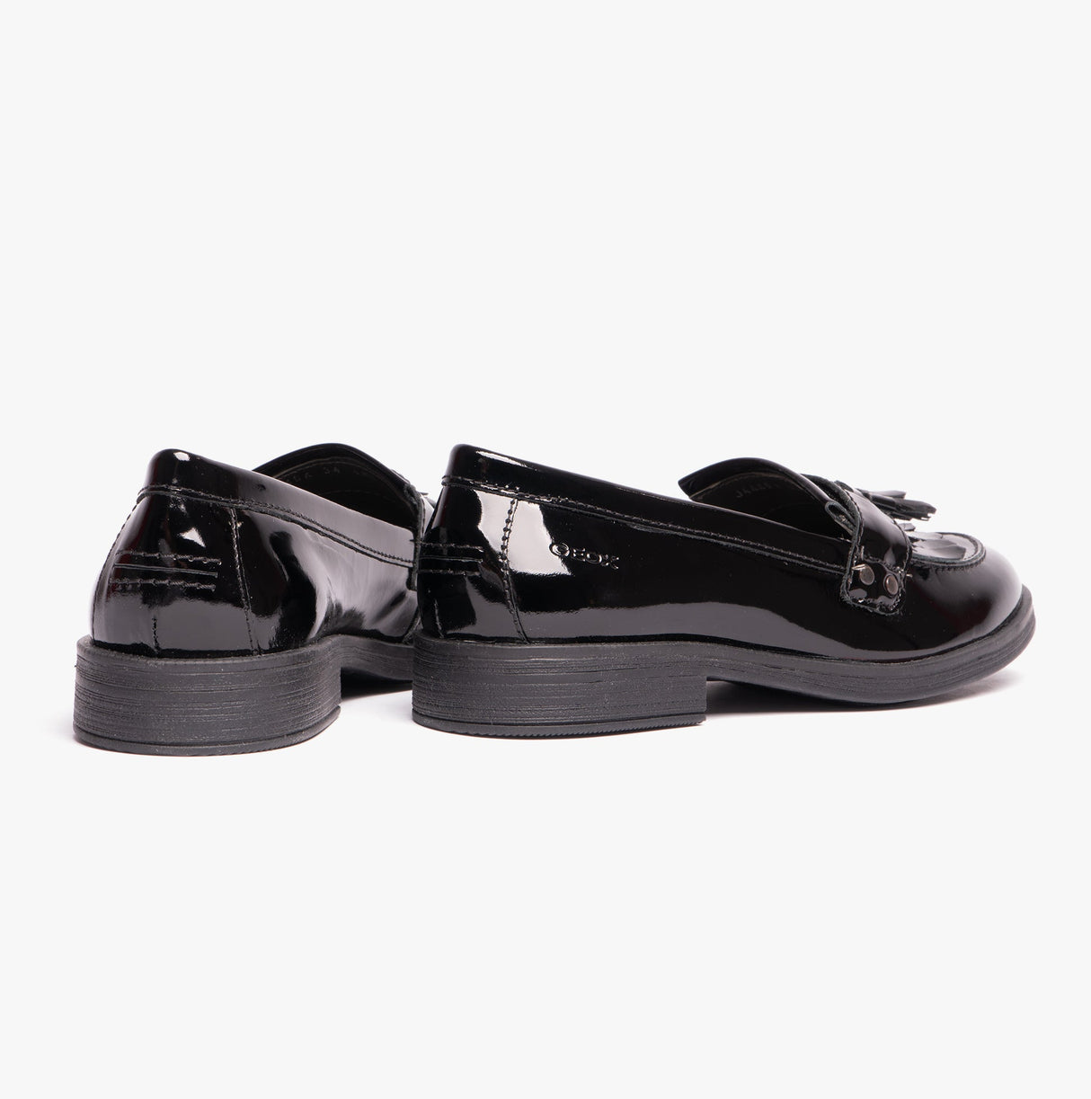 GEOX JR AGATA Girls Moccasin Tassel School Shoes Patent Black