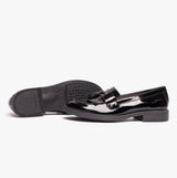 GEOX JR AGATA Girls Moccasin Tassel School Shoes Patent Black