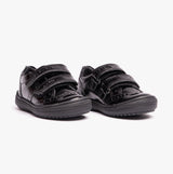 GEOX HADRIEL G G Girls Leather Touch Fasten School Shoes Patent Black