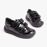 GEOX HADRIEL G G Girls Leather Touch Fasten School Shoes Patent Black