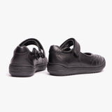 GEOX HADRIEL I Girls Leather Touch Fasten School Shoes Black